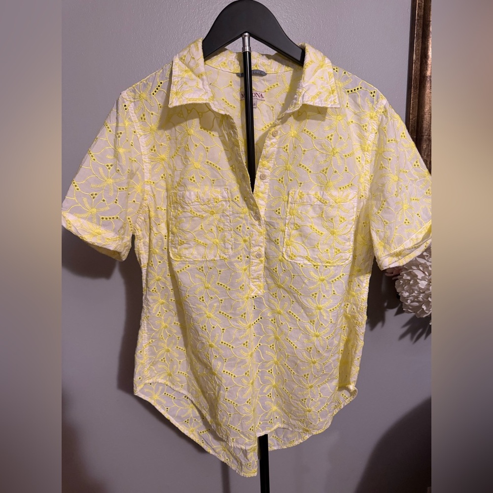 Merona Yellow Lace Button Down Shirt